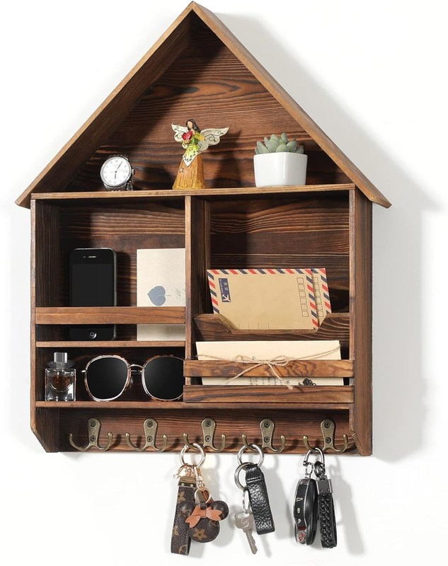 Fácil de instalar Decorativo de llave de madera colgante con 5 ganchos dobles Logotipo personalizado