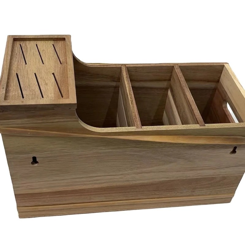 Caja de almacenamiento de madera de acacia con gran capacidad y diseño exquisito