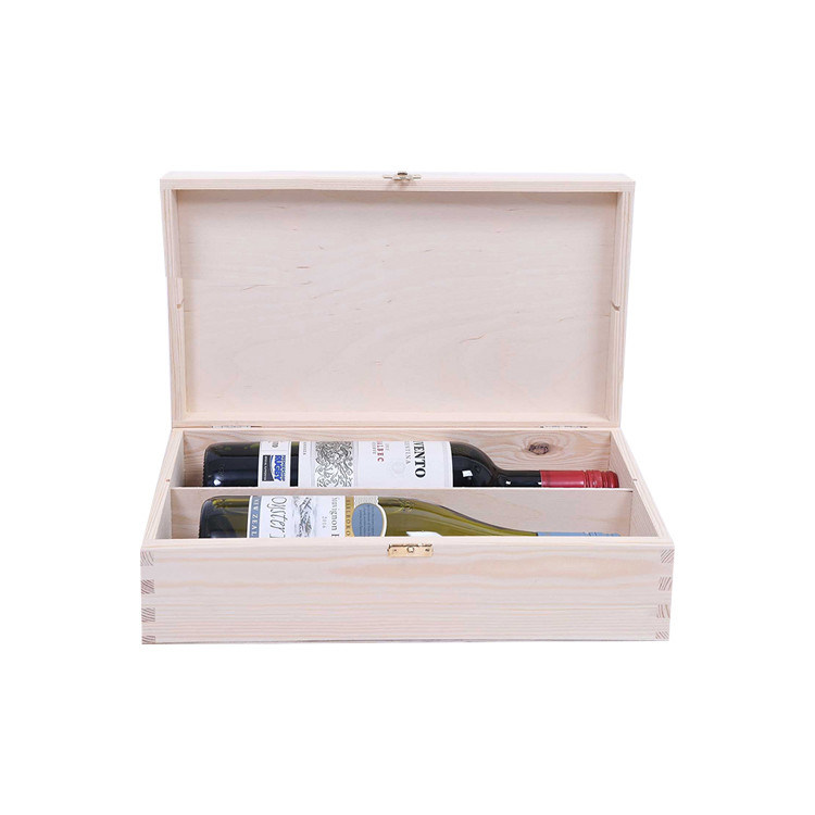 Caja de vino de madera de pino sin terminar con paquete de regalo 34x20x10cm personalizado