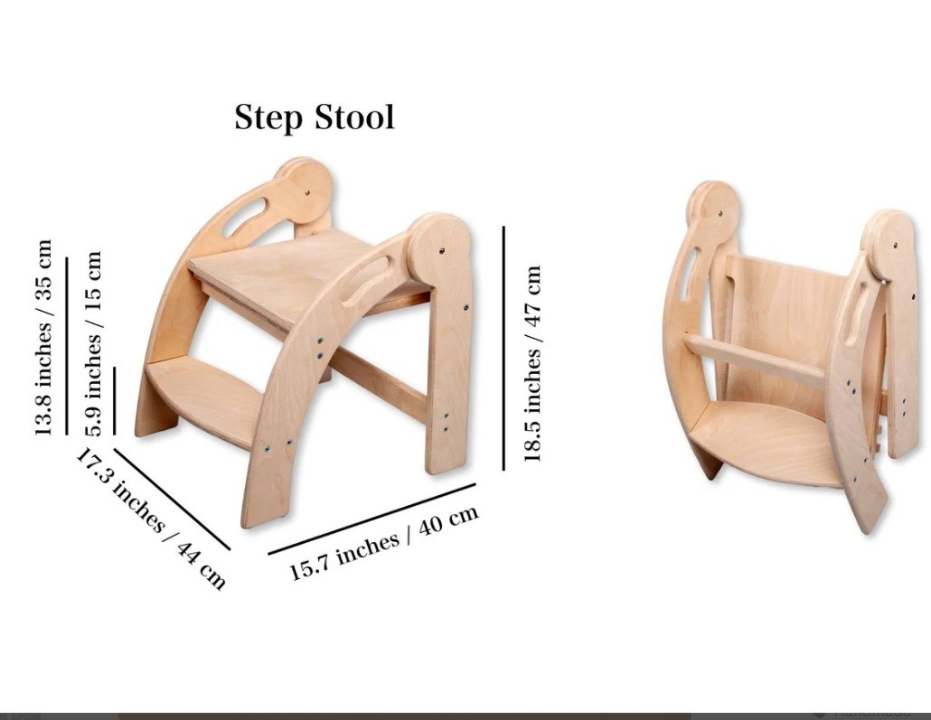 Logotipo personalizado taburete de paso de madera para niños taburete plegable para niños pequeños diseño Montessori