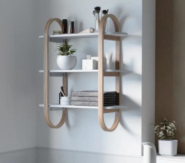 Estantes colgantes flotantes blancos naturales para decoración de paredes en exhibición de comedores