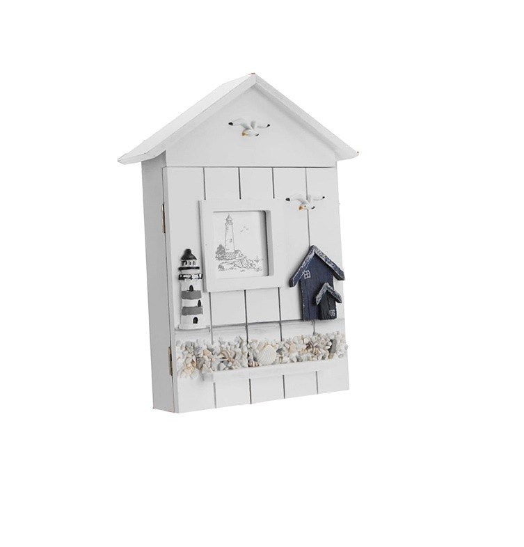 PANEL de estilo de madera estilo mediterráneo forma de la casa porta llaves de joyería para la pared de entrada