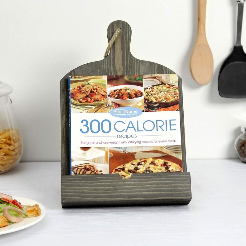 Porta libros de recetas de madera rústica ajustable y plegable para el almacenamiento de la cocina