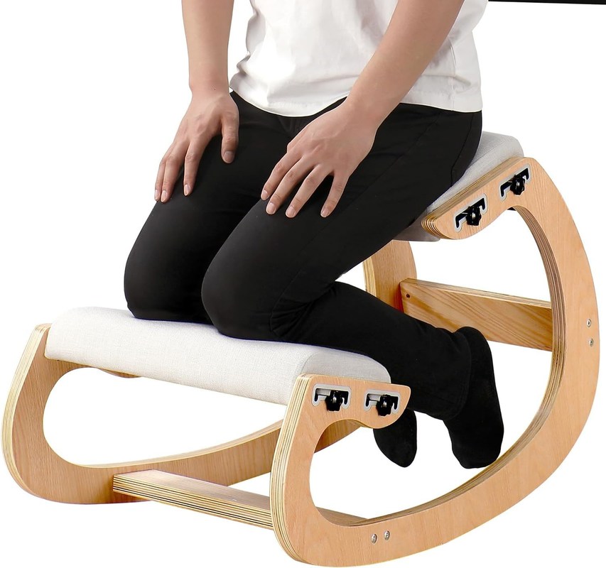 Tiendas de regalos Mejora tu postura con un asiento en ángulo silla mecedora ergonómica de madera