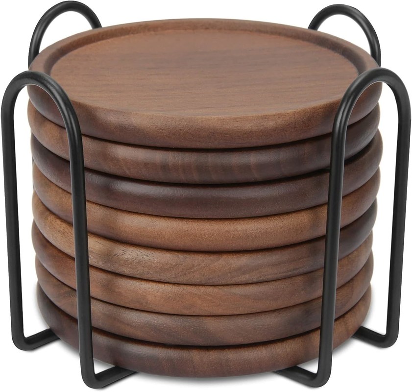 El soporte para tazas 4 pulgadas de bambú natural de madera ecológica con soporte de metal