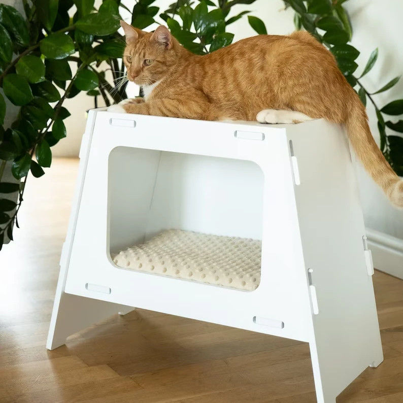 Equipo doméstico de taburete de madera Cajera de mascotas de interior moderna Casa para perros y gatos Sala de estar