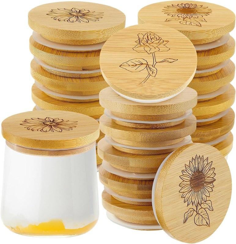 Capa de frasco de bambú de color sencillo de madera con anillos de sellado de silicona diseño de extremo abierto fácil