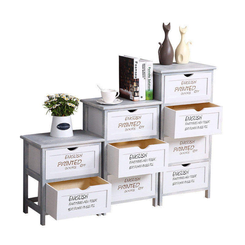 Estilo moderno Multicolor Verde Blanco Cesto de cajones para el dormitorio Hecho por madera personalizada