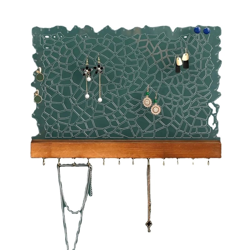 Diseño funcional Estante flotante de madera pantalla de pendientes acrílicas para logotipo personalizado