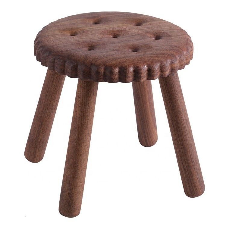 Delices de niños pequeños taburetes de madera personalizados en forma de galleta hechos de madera de haya y nuez