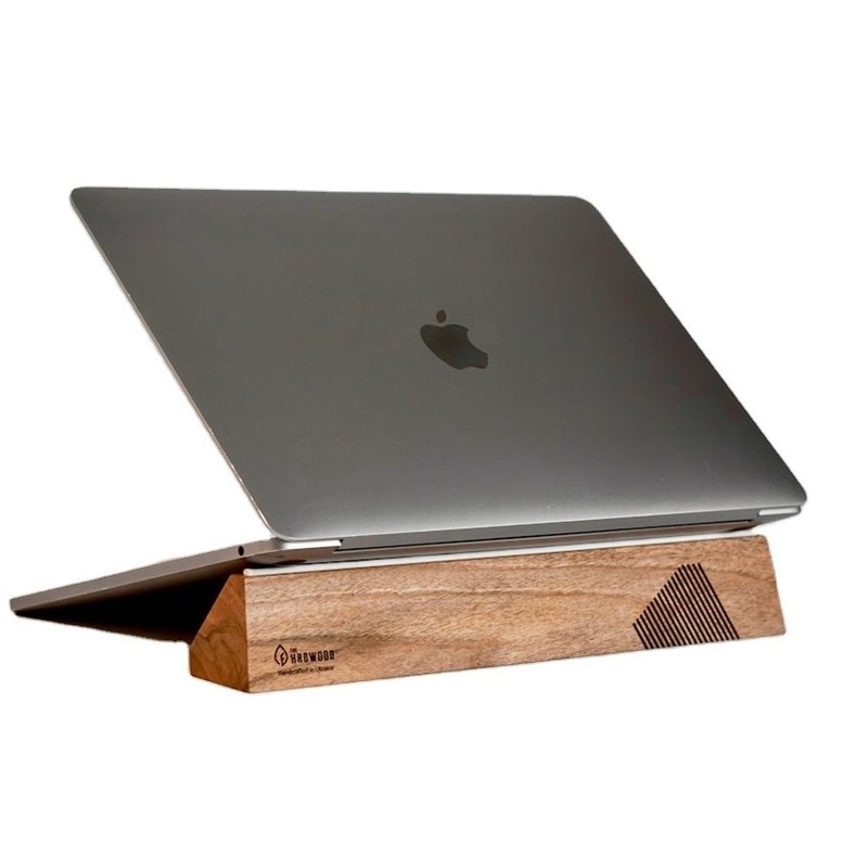 Diseño funcional soporte de computadora portátil de madera para Macbook multifuncional y ergonómico