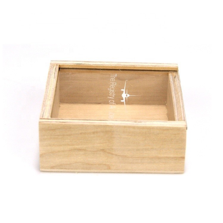 Caja de almacenamiento de madera con tapa deslizante tamaño personalizado y sin terminar