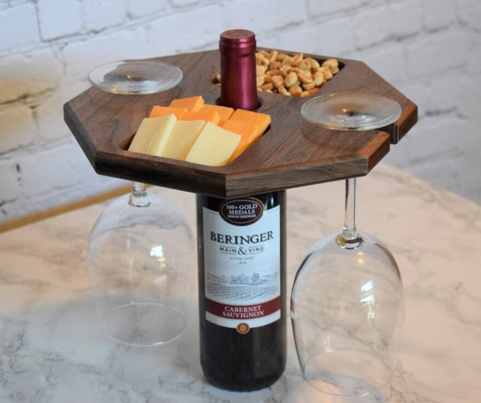 Contenedor de vino de madera con ventaja de gran cantidad bandeja portátil para servir alimentos bandeja de botellas de vino