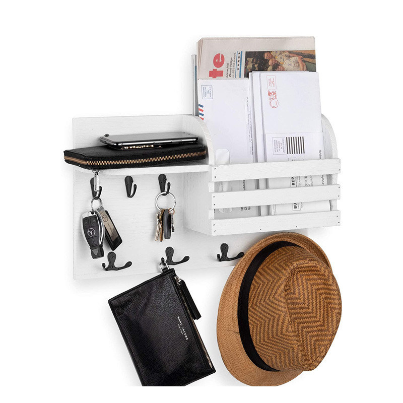 Estante de almacenamiento de montaje en pared de doble nivel Estante organizador de hogar colgante magnético con porta llaves