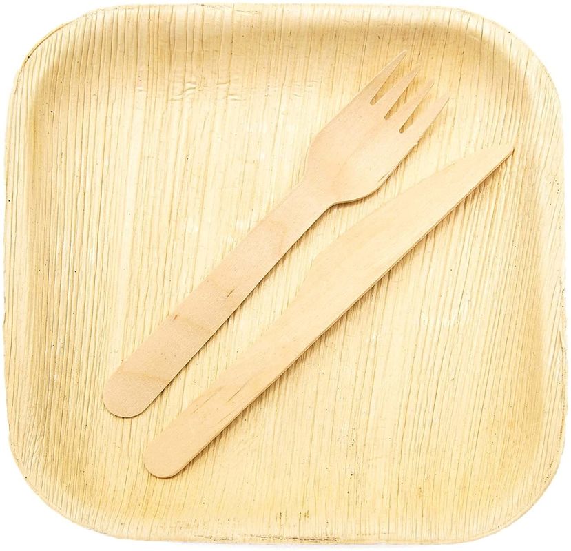 Eco-amigable 20 paquetes de placas de hojas de palma biodegradables 10 pulgadas cuadradas resistentes como el bambú desechable elegante