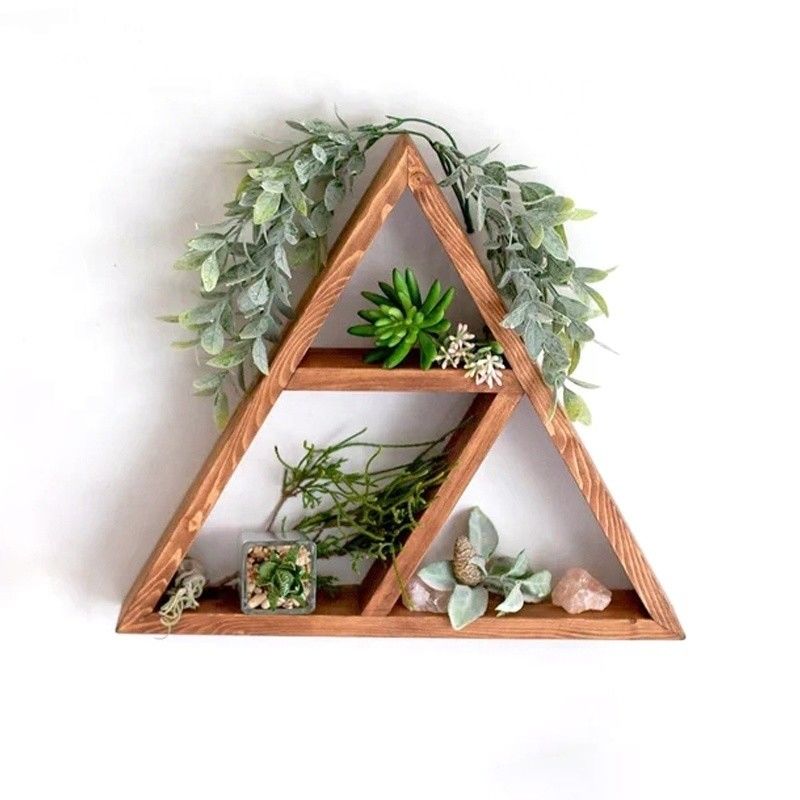 Muebles de sala de estar hechos a mano de madera montada en la pared estantería triangular flotante de 16&quot; o 18&quot; X3.2&quot; diseño moderno