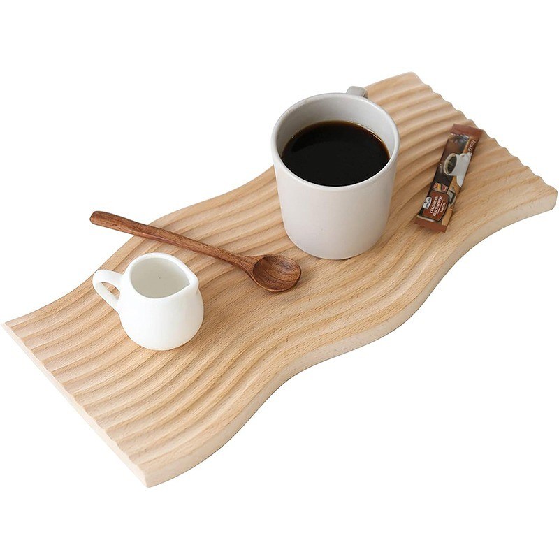 bandeja de madera de forma de onda bandeja de desayuno para cocina 40.5x18.5x2cm logotipo personalizado