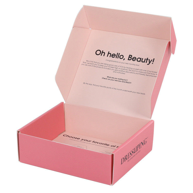 Impresión de laminado de Matt personalizada Conjunto de cosméticos rosados Caja de envío para cuidado de la piel
