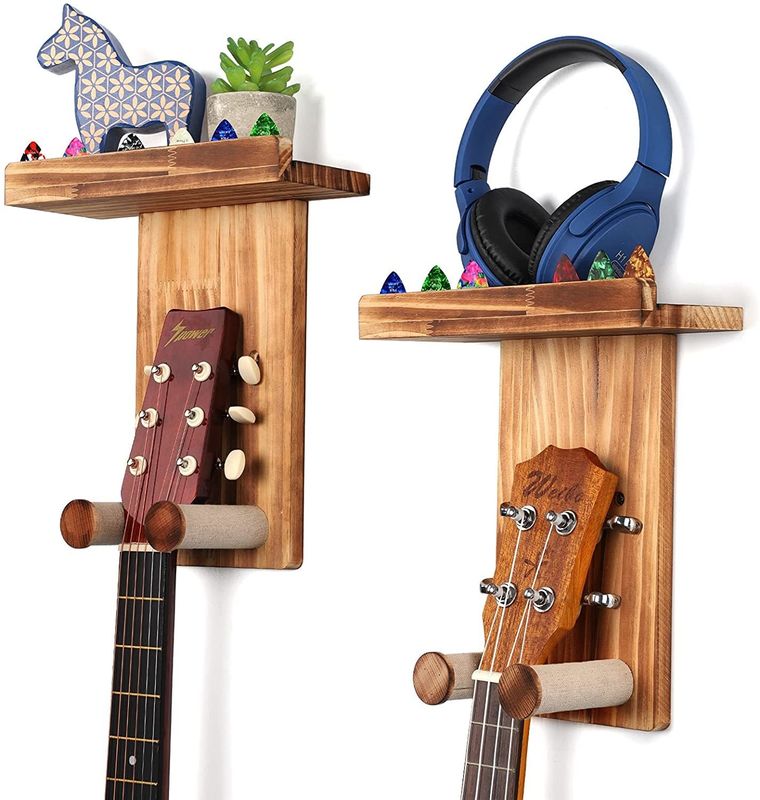 Estante de guitarra de montaje de pared personalizado para decoración del hogar Diseño de nivel único
