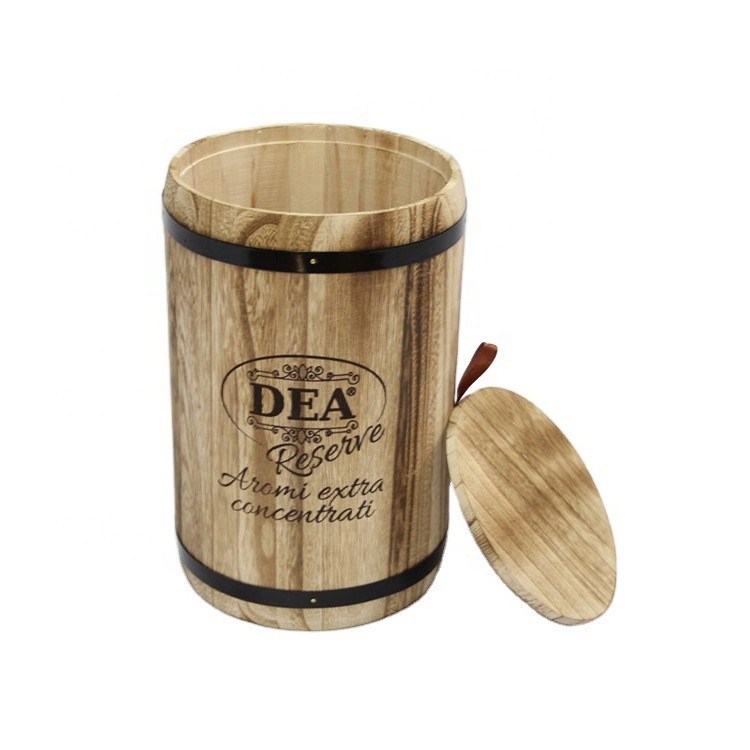 18x18x27cm Logotipo personalizado Envasado en barril de madera Artesanía de estilo vintage Paulownia grande