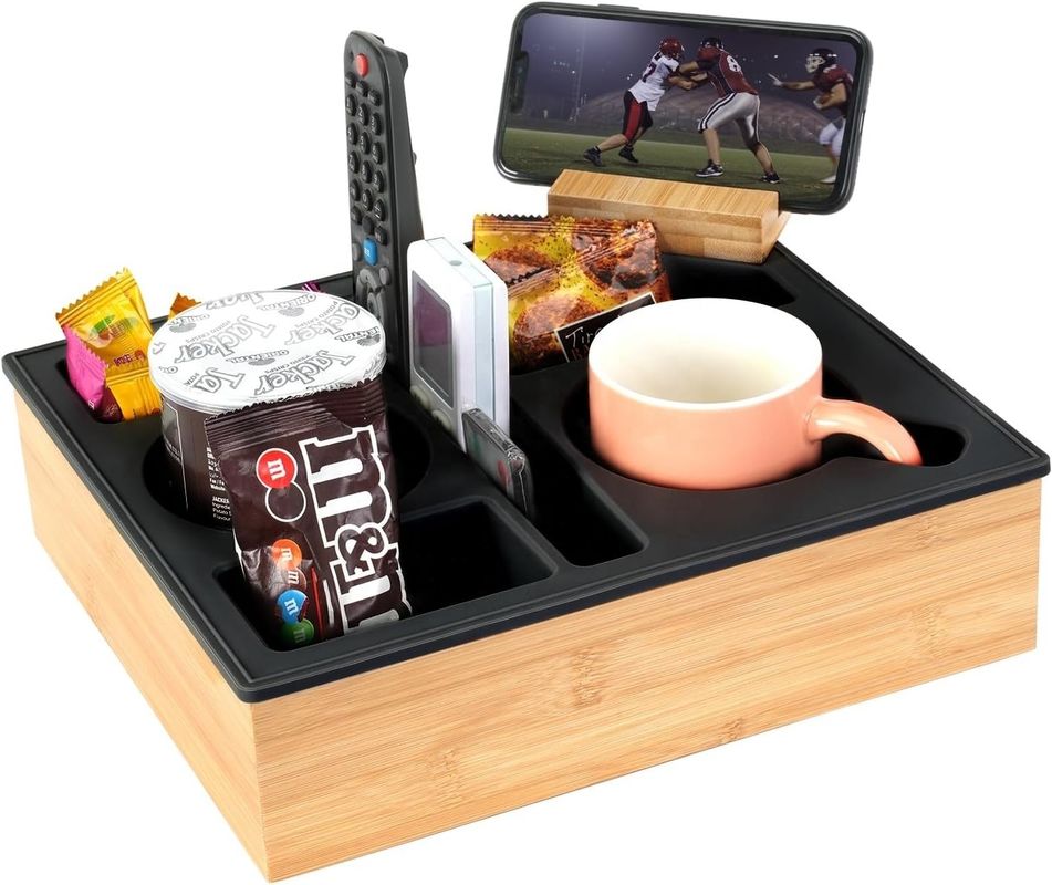 Caja de almacenamiento de madera de escritorio para la sala de estar mesa de café aperitivos y control remoto