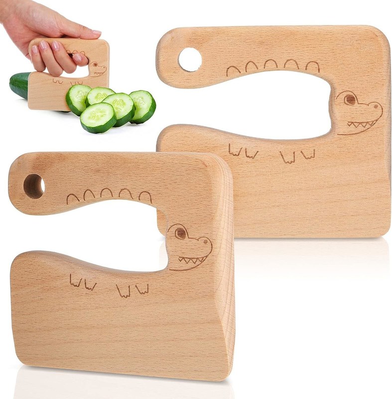 OEM Cuchillo de madera para niños para cocinar Peces lindos de forma de dinosaurio Juguete de cocina Cortador de verduras