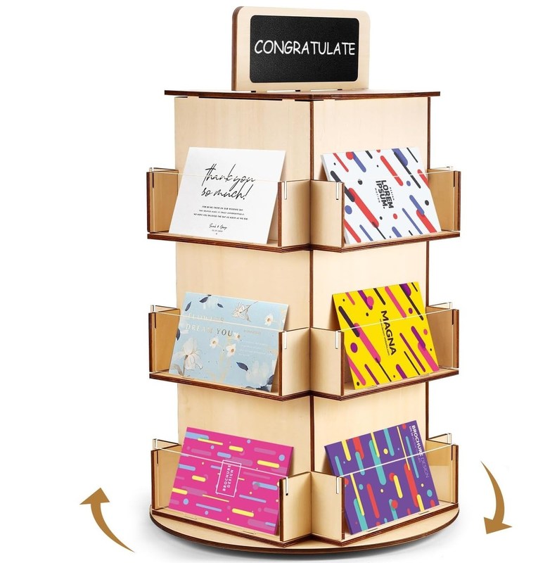 Material de vidrio de madera Estante de postales de madera con pizarra de tamaño pequeño