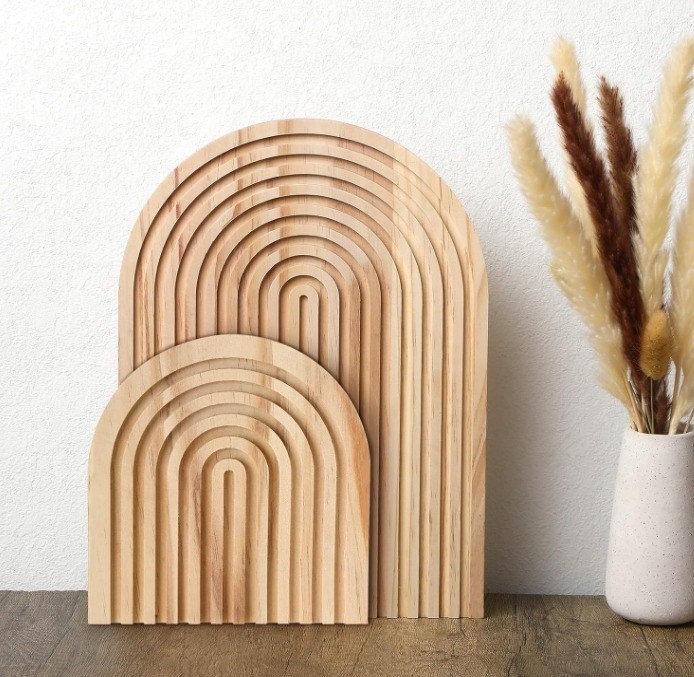 Logotipo personalizado Acceptable tablero de corte de madera en forma de arco iris para decoración de cocina en el hogar