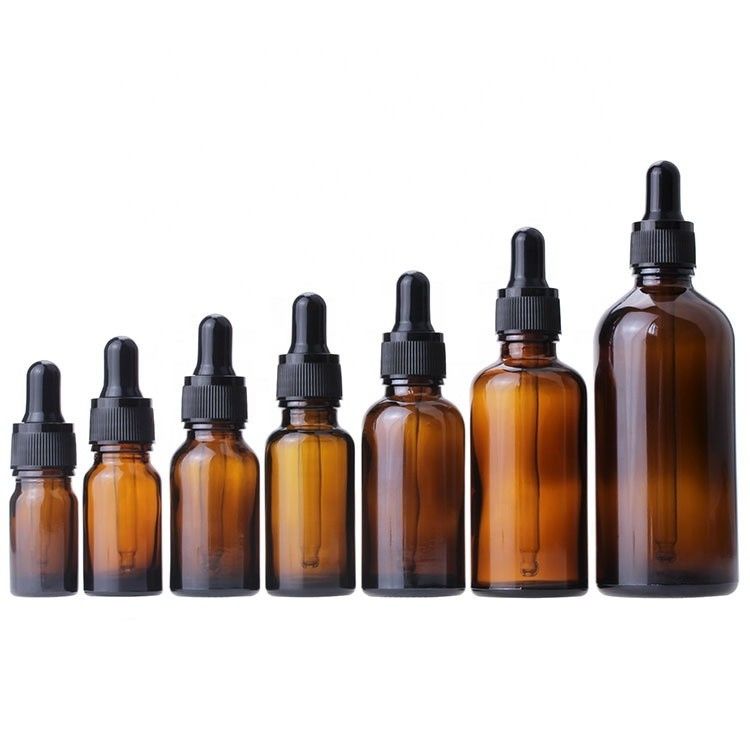 5 ml 10 ml 15 ml 20 ml 30 ml 50 ml 100 ml Botella de goteo de vidrio ámbar con y frasco de vidrio para alimentos