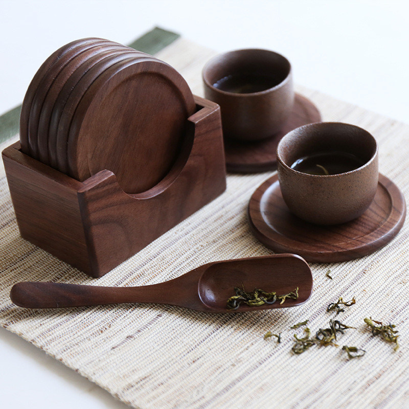 Muestra gratuita o será devuelta Conjunto de 6 coaster de bebida de cera de corazón de madera