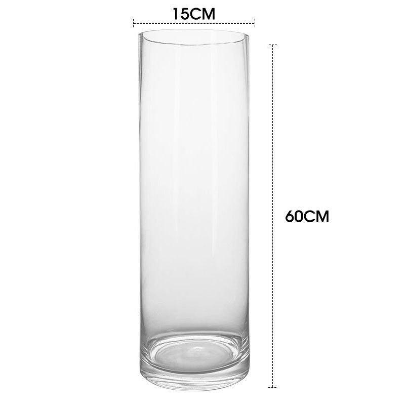 Vaso de vidrio transparente de cilindro alto espesado en estilo europeo con un rango de altura de 10-60 cm