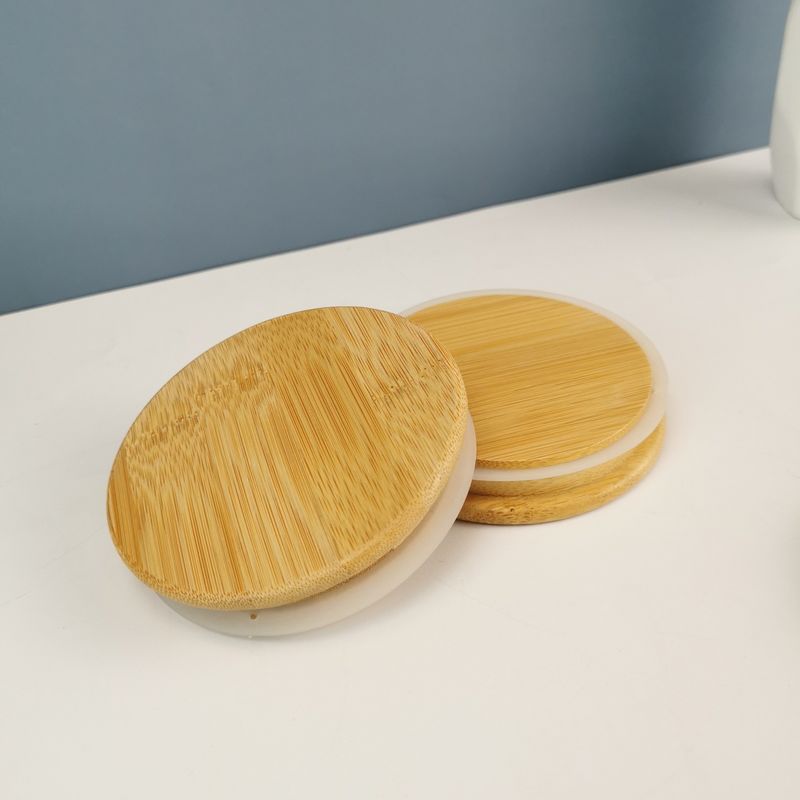 Capa de bambú 100% natural para el frasco de vela de vidrio Diseño personalizado y materia ecológica
