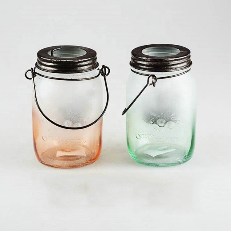 Jarrón de vidrio de almacenamiento elegante y transparente con cubierta de plástico de colores 100% seguro para alimentos