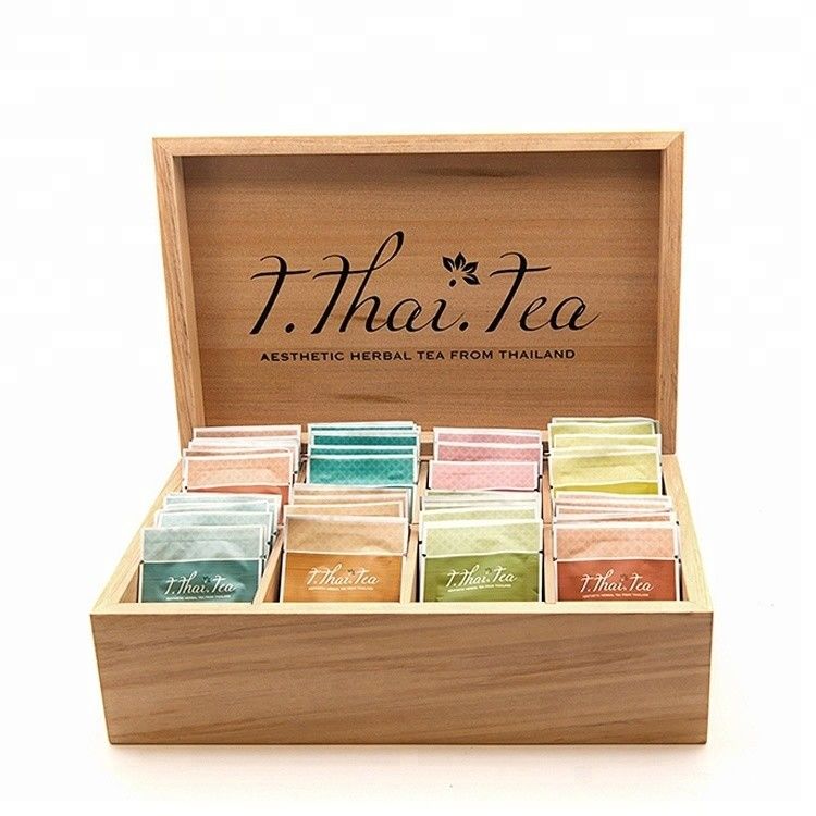 8 Compartimiento Caja de té de madera de color natural adecuada para serigrafía