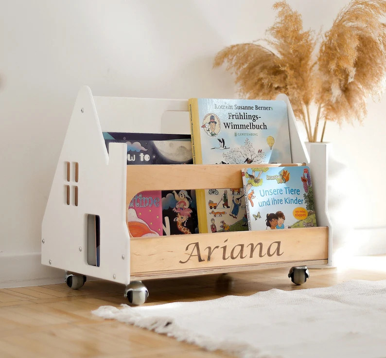 Estante de libros Montessori Muebles para el hogar Estante de libros personalizado para niños pequeños Estante de libros para niños