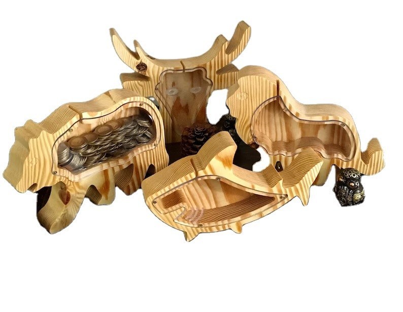 Regalo de Niño Animal de Madera Piggy Bank Personalizado y Barnizado Sorpresa de Navidad