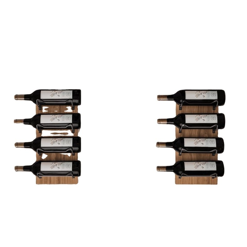 Estante de vino de madera montado en la pared para pantalla de pared Brackets negros Almacenamiento de botellas personalizado 8