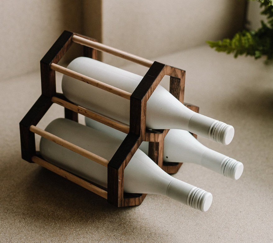 Función-Ahorro de espacio 202404 Holder de vino de panal de miel de madera Estante de botellas de vino