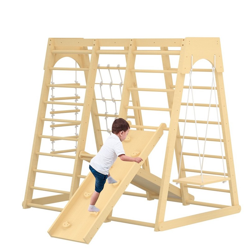 Juguetes de escalada de madera para niños pequeños para patios de juego y juegos de impresión grabado con láser