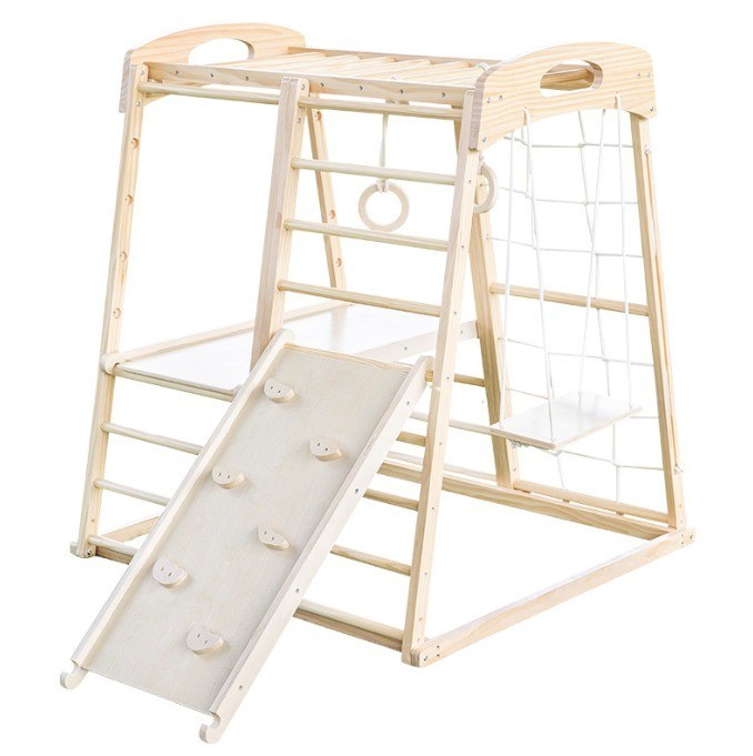 Niños Gimnasia Cuadro de escalada de madera Escalada de rocas Red Escalera Pull Up Bar Play Tienda interior