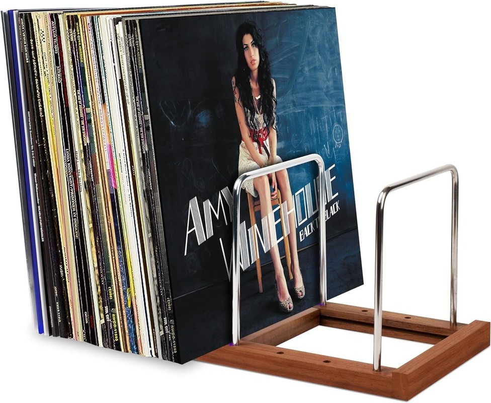 Organizador de discos de vinilo extensible de madera, soporte para soportes para almacenamiento de tipo de pie