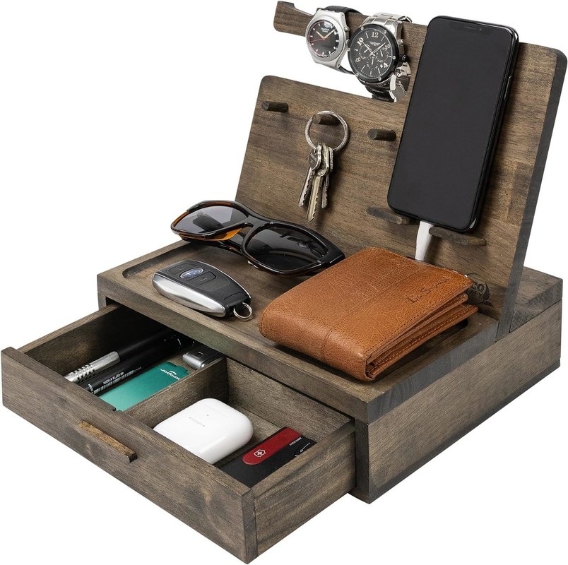 Organizador de mesas de cama de doble nivel para almacenamiento de grandes cantidades de accesorios para teléfonos celulares