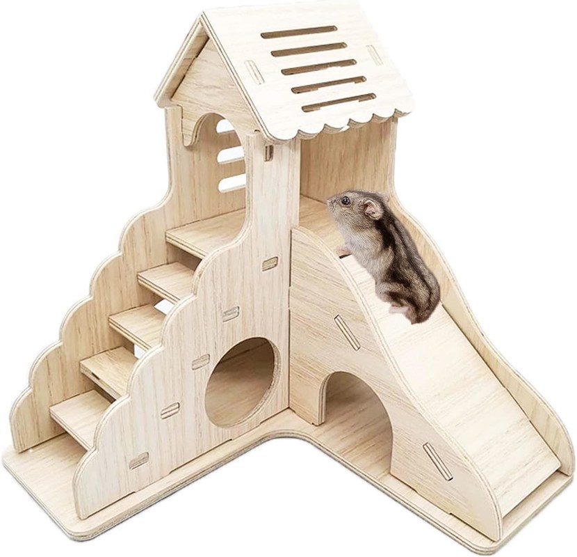 Escalera de escalada y tobogán Casita de madera para otros animales pequeños