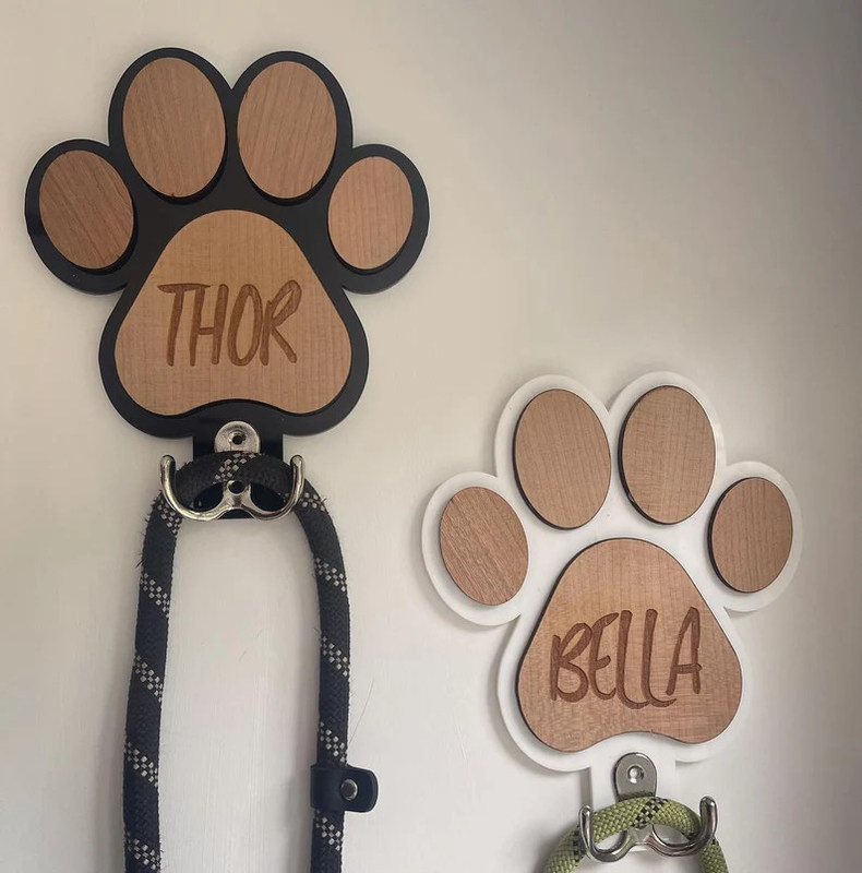 Incompleto de madera de abedul Patas de perros Impresión porta plomo almacenamiento de píldoras personalizadas para aficionados a los perros