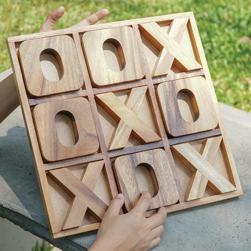 Juego de mesa de madera XOXO Tic Tac Toe Ideal para decoración al aire libre y entretenimiento masculino