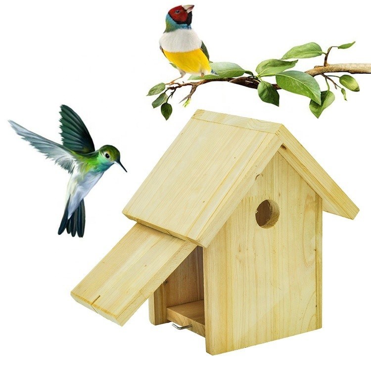 Casas hechas a mano colgantes de madera reciclada Casa de pájaros de madera caseta de reproducción de nidos ecológicos a medida