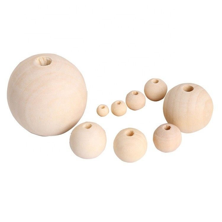 Perlas de madera redondas a granel de 20 mm, excelentes para regalos y collares de bricolaje en color natural