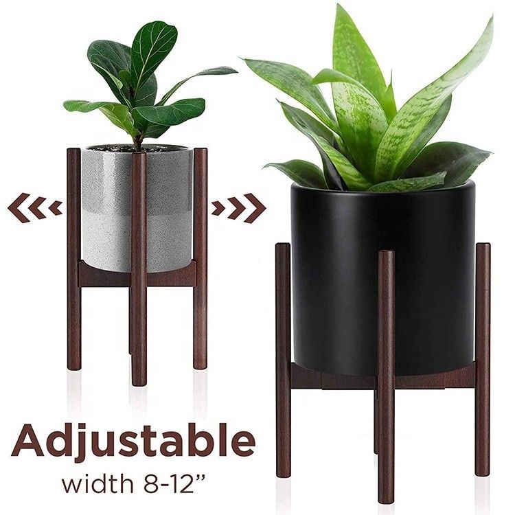 Planta de madera de bambú ajustable para el peso de soporte alto extensible en interiores y exteriores