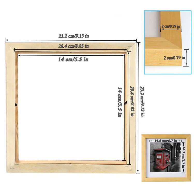 Marco de imagen de madera de color plano Pino sin terminar para marco de fotos de color personalizado